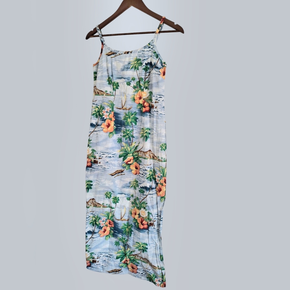 Hilo Hattie Floral Maxi Dress - Blue and Orange